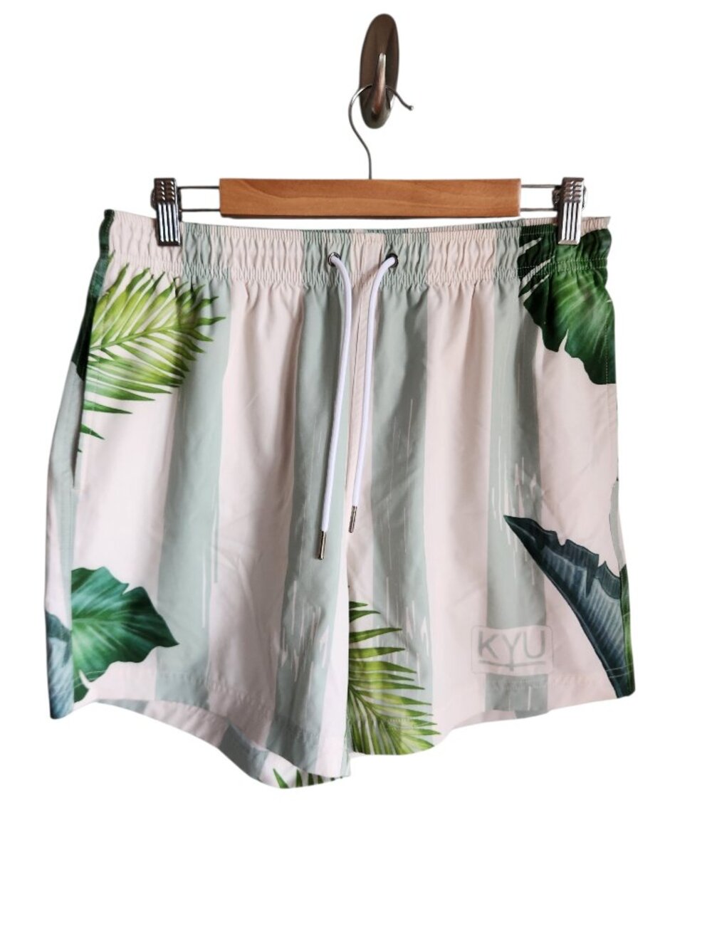 Mavrans Swim Trunks Mens Large Green Yellow Shorts Unlined Leaves Tropical Swim